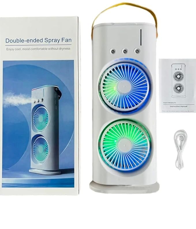 Portable Fan Double Ended Spray Fan Desk Fan with Cooler USB Rechargeable Mini Desktop Table Cooling Fan