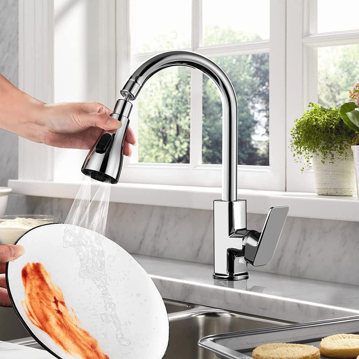 3 Modes Kitchen Faucet Spray Head Water Saving 360 Swivel Ball Nozzle Tap