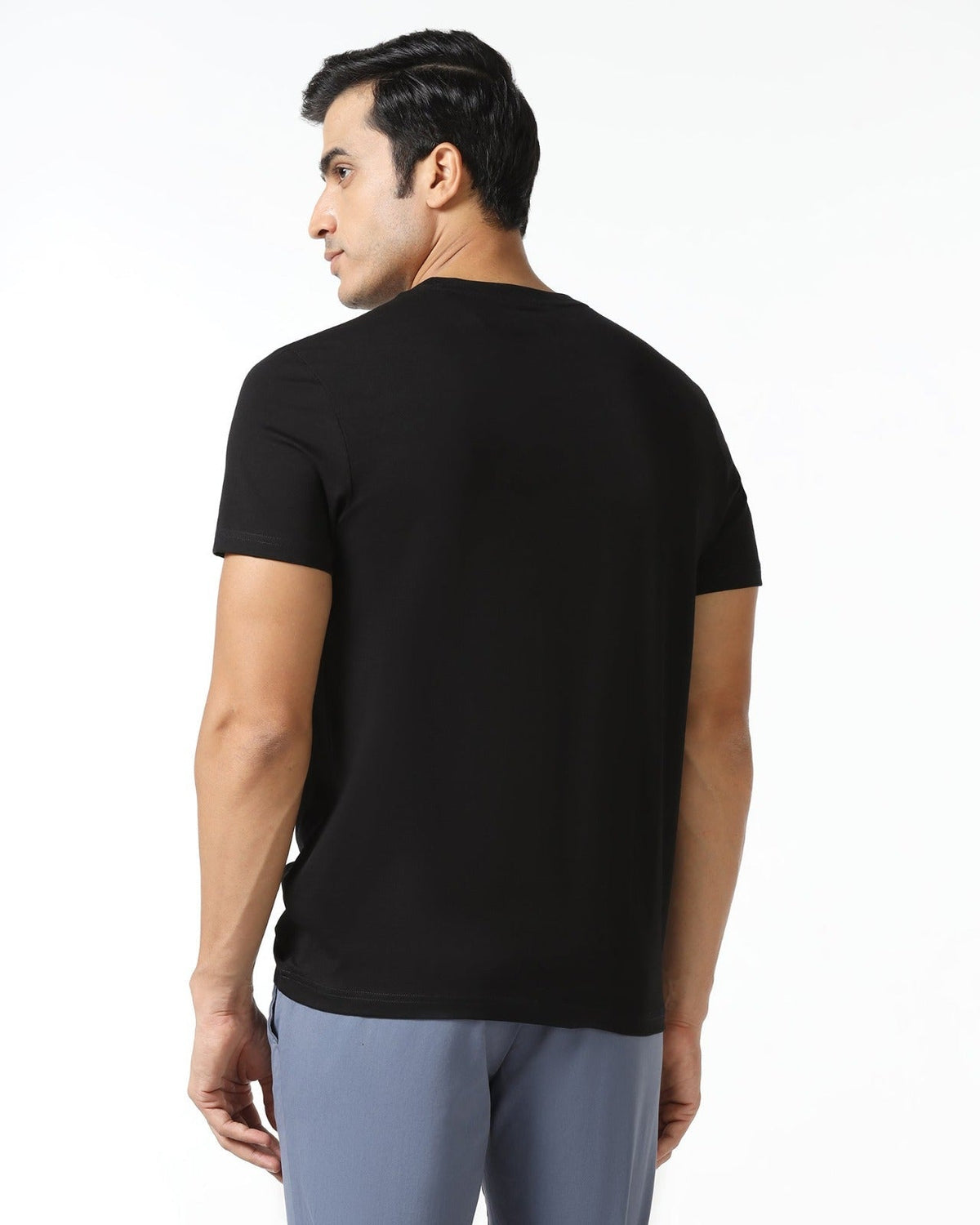 Black and white Neck Solid T-Shirt ( Pack Of 2 )
