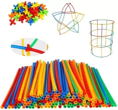 Colorful Straw Educational Building Smart City Blocks for Kids