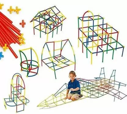 Colorful Straw Educational Building Smart City Blocks for Kids