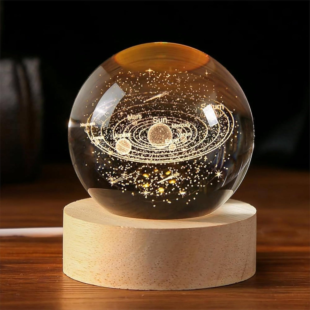 Crystal ball Crystal Planet Night Light Laser Engraved Solar System Globe Astronomy Birthday Gift Home Desktop Decoration