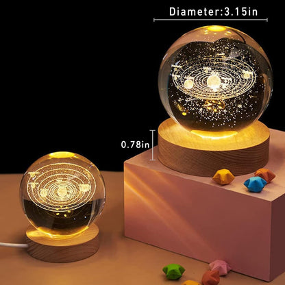 Crystal ball Crystal Planet Night Light Laser Engraved Solar System Globe Astronomy Birthday Gift Home Desktop Decoration