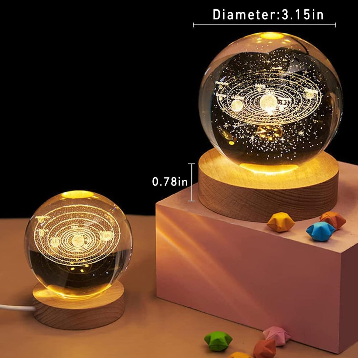 Crystal ball Crystal Planet Night Light Laser Engraved Solar System Globe Astronomy Birthday Gift Home Desktop Decoration