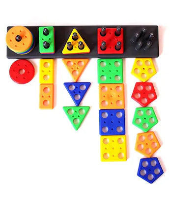 Geometric Shape Sorting Toy for Toddlers Early Learning Puzzle Blocks Column Set for Kids