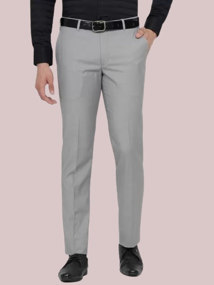 Solid Mid-Rise Stretchable Men's Formal Trousers (SIZE - 30,32,34,36,38)