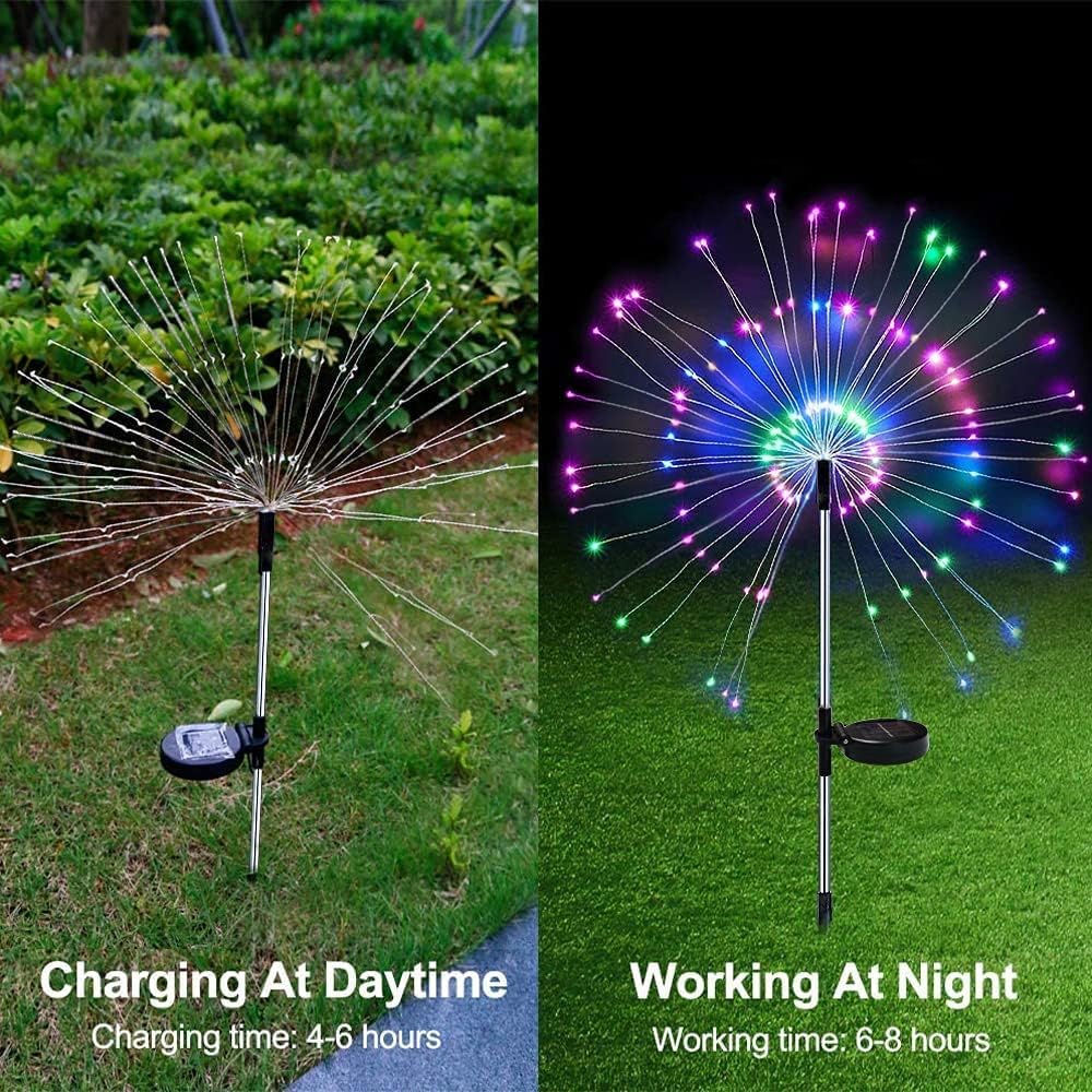 Solar Firework Lights 2 Pack 120 LED Outdoor Solar Garden Lights