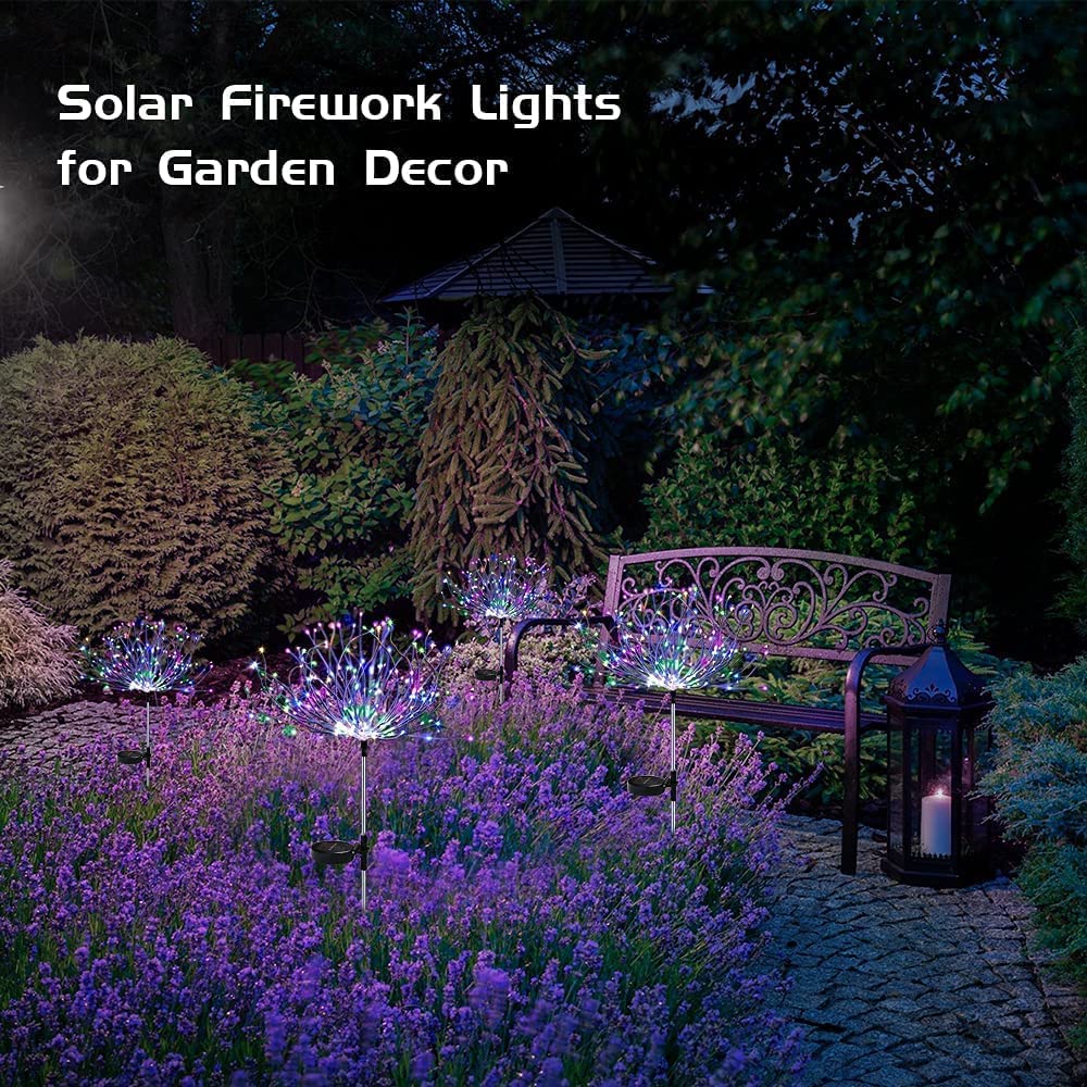 Solar Firework Lights 2 Pack 120 LED Outdoor Solar Garden Lights