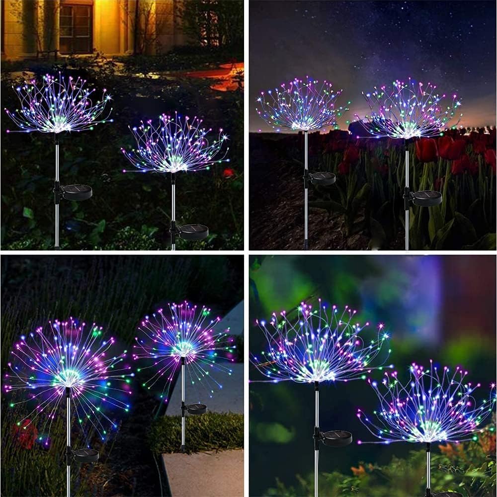 Solar Firework Lights 2 Pack 120 LED Outdoor Solar Garden Lights