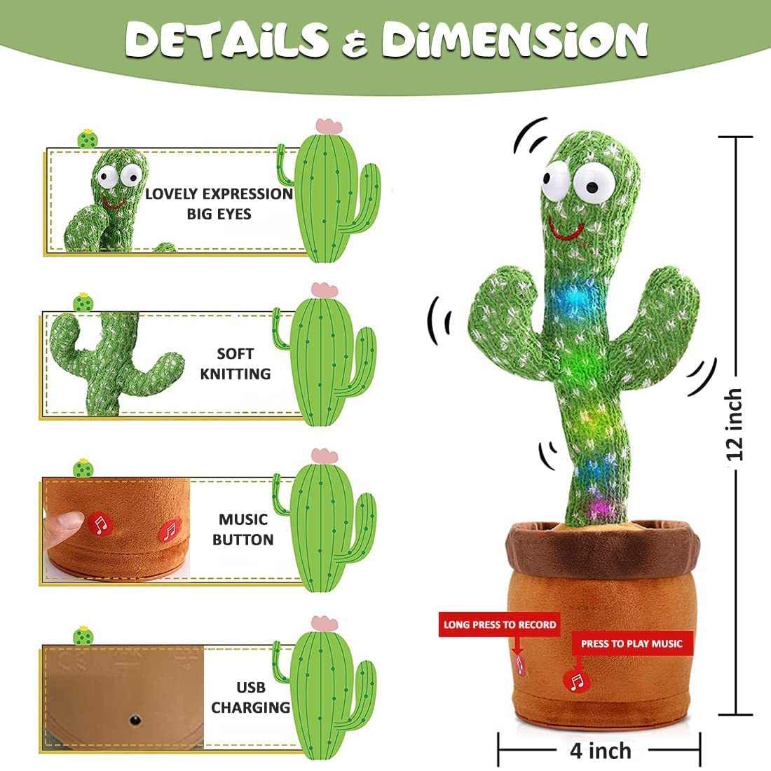 Toys Talking Cactus Baby Toys Dancing Cactus
