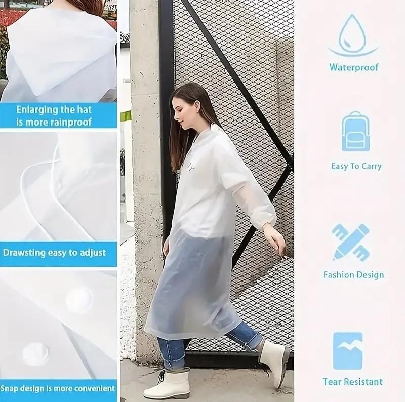 Unisex Hooded Button- Raincoat - Reusable for Adults