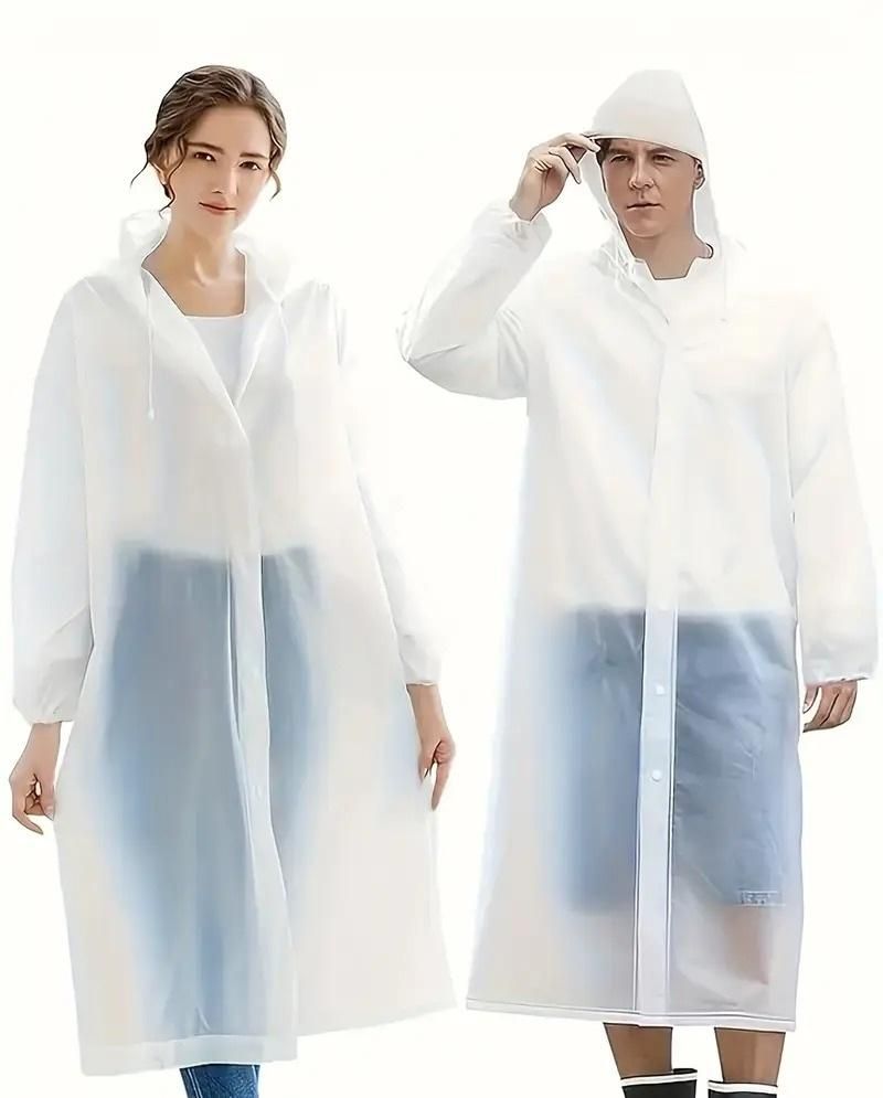 Unisex Hooded Button- Raincoat - Reusable for Adults