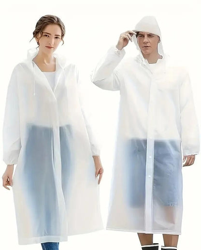 Unisex Hooded Button- Raincoat - Reusable for Adults