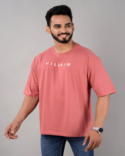 Cotton Blend Oversize Loose Fit Drop Shoulder Round Neck Half Sleeve Typography Peach T-Shirt for Men (SIZE- M,L,XL,XXL)