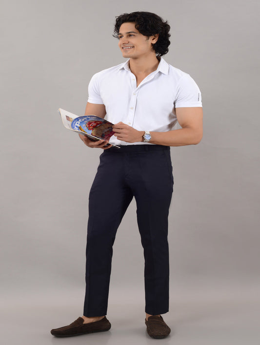 Navy Blue Stretchable Formal Pant with Expandable Waist for Men (SIZE- 30,32,34,36)